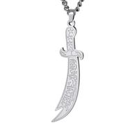 Hasdnker Collier Pendentif Argent Bijoux Hommes Femmes Necklace Collier Pendentif Épée Islamique Colliers De Calligraphie Arabe Bijoux Religieux Couleur Argent