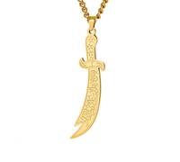 Hasdnker Collier Pendentif Argent Bijoux Hommes Femmes Necklace Collier Pendentif Épée Islamique Colliers De Calligraphie Arabe Bijoux Religieux Couleur Or