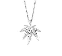 Hasdnker Collier Pendentif Argent Bijoux Hommes Femmes Necklace Collier Pendentif Feuille D'Érable en Argent avec Breloque en Forme De Petite Herbe De Cannabis, Bijoux Hip Hop 2