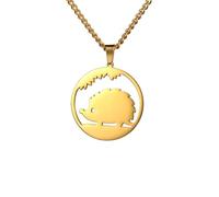 Hasdnker Collier Pendentif Argent Bijoux Hommes Femmes Necklace Collier Pendentif Hérisson Mignon Collier Femme Collier Étrangleur Anneau Mode Mignon Bijoux Amoureux des Animaux Naturels Or