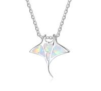 Hasdnker Collier Pendentif Argent Bijoux Hommes Femmes Necklace Colliers Pendentif Poisson Raie Manta Créatifs pour Femmes, Personnalité, Animaux De L'Océan, Collier Ras du Cou, Accessoires De Bijou
