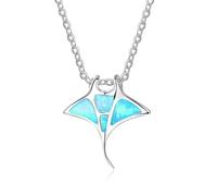 Hasdnker Collier Pendentif Argent Bijoux Hommes Femmes Necklace Colliers Pendentif Poisson Raie Manta Créatifs pour Femmes, Personnalité, Animaux De L'Océan, Collier Ras du Cou, Accessoires De Bijou