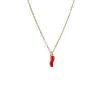 Hasdnker Collier Pendentif Argent Bijoux Hommes Femmes Necklacecollier Minimaliste À Chaînes pour Femmes, Pendentif Créatif en Émail Rouge Piment Rouge, Bijoux Mignons