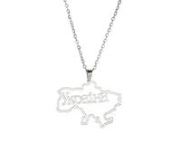 Hasdnker Collier Pendentif Argent Bijoux Hommes Femmes Necklacecollier Pendentif Contour De La Carte De L'Ukraine Trident Colliers Symbole National De L'Ukraine Bijoux De Fête Style2-Silvercolor