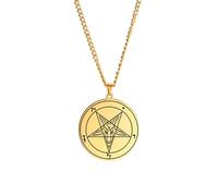 Hasdnker Collier Pendentif Argent Bijoux Hommes Femmes Necklacegrand Collier Talisman Baphomet, Amulette Pentagramme Païen Gothique, Symbole du Mal, Substitut De Satan, Colliers, Bijoux De Chèvre