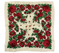 Hasdnker Foulard Echarpe Écharpe Châle 70 * 70Cm Foulard Russe Imprimé Floral De Luxe Femmes Fleur Imprimé Carré Bandana Bandeau Ukrainien Châle Mouchoir Enveloppements De Tête Beige