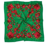 Hasdnker Foulard Echarpe Écharpe Châle 70 * 70Cm Foulard Russe Imprimé Floral De Luxe Femmes Fleur Imprimé Carré Bandana Bandeau Ukrainien Châle Mouchoir Enveloppements De Tête Vert