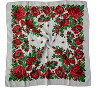 Hasdnker Foulard Echarpe Écharpe Châle 70 * 70Cm Foulard Russe Imprimé Floral De Luxe Femmes Fleur Imprimé Carré Bandana Bandeau Ukrainien Châle Mouchoir Enveloppements De Tête Gris