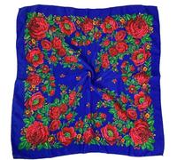 Hasdnker Foulard Echarpe Écharpe Châle Écharpe Russe À Imprimé Floral pour Femme, 70 X 70 Cm, Foulard Carré De Luxe Imprimé Floral, Bandana Ukrainien, Châle, Mouchoir, Bleu Royal