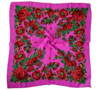 Hasdnker Foulard Echarpe Écharpe Châle Écharpe Russe À Imprimé Floral pour Femme, 70 X 70 Cm, Foulard Carré De Luxe Imprimé Floral, Bandana Ukrainien, Châle, Mouchoir, Couvre-Chef, Violet Clair