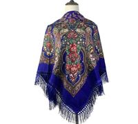 Hasdnker Foulard Echarpe Écharpe Châle Foulard Carré Russe 120 X 120 Cm, Châle Traditionnel Ukrainien À Franges, Châles De Voyage Ethniques, Foulard Babushka, Hijab, Couvre-Chef, Bleu Roi