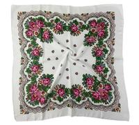 Hasdnker Foulard Echarpe Écharpe Châle Foulard Carré Russe De Luxe À Imprimé Floral, 70 X 70 Cm, Bandana, Foulard, Châle Ethnique, Foulard, Foulard, Babushka, 70 X 70 Cm, Blanc1