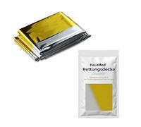 HaseMed Lot de 10 couvertures isolantes pour les premiers secours et les urgences, 160 x 210 cm, doré/argent, protection contre le froid et la chaleur en cas d'hypothermie ou de choc thermique