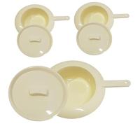 HaseMed Lot de 3 bassins à emboîter en plastique de 31 cm - Poêle de lit hygiénique et robuste avec couvercle - Idéal pour lit de soins et clinique - Réutilisable et facile à nettoyer - Ivoire