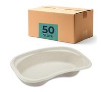 HaseMed Lot de 50 coques rénales non stériles - 255 x 150 x 48 mm - En carton gris - Bac de récupération robuste pour applications médicales, idéal pour les instruments, les déchets, les liquides dans