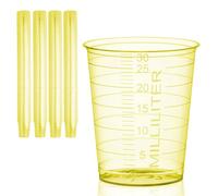 HaseMed Lot de 80 gobelets médicaux gradués en plastique pour médecine, laboratoire, échantillons et ménage, hygiéniques et polyvalents, 30 ml, jaunes
