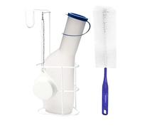 HaseMed Lot de bouteilles d'urine pour homme, 1 pièce, avec couvercle, support de lit et brosse de nettoyage, hygiénique, anti-fuite et réutilisable, idéal pour les soins, la clinique et la maison