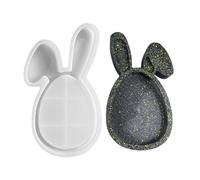 Hasenbächer Moule en silicone pour tablette de lapin de Pâques | Moule en silicone époxy Hharz Guss, belle forme de porte-bijoux pour égayer votre KR, formes de compartiments en forme de lapin pour la