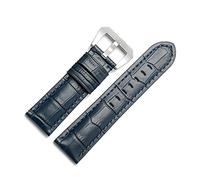 HASGTFM 22mm 24mm 26mm Retrol En cuir bande de montre universelle de luxe Fit for Pam Voir le bracelet de marque outil de motif crocodile(Blue1 silver,22mm)