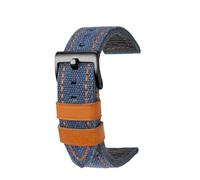 HASGTFM 22mm 24mm Fit for Breitling fossil Fit for Hamilton bracelet de montre en cuir de toile fait for la main bracelet de montre rétro for hommes(Blue Orange black,24mm)