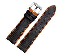 HASGTFM Bande de montre en silicone en fibre de carbone 18mm 20mm 22mm 24mm 24mm Montre Bracelet en caoutchouc Bracelet Courroie étanche(Single line orange,23mm)