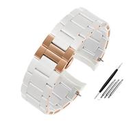 HASGTFM Bracelet de montre en acier inoxydable enduit de Silicone, 20mm 23mm, noir et blanc, for hommes et femmes, adapté for Armani AR5890/5891/5906/5921(White rose gold,20mm)