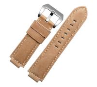 HASGTFM Bracelet de montre en caoutchouc adapté for Timex WATCHT2N720 T2N721 T2N739 TW2T76300 Bracelet en cuir Bracelet en silicone étanche 24 * 16mm(Light brown-silver)
