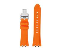 HASGTFM Bracelet de montre en caoutchouc de silicone 24 mm noir bleu orange vert bracelet de montre for hommes de couleur unie for connecteur en or argenté adapté for Tudor Royal(Orange-Silver)