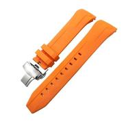 HASGTFM Bracelet de montre en caoutchouc et Silicone souple, 22mm 21mm, adapté for la série Tissot T120 Seastar T120417, Orange et noir, bracelet de montre de plongée(Orange Silver 1,22mm)