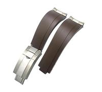 HASGTFM Bracelet de montre for boucle courte en caoutchouc, 20mm 21mm, adapté for Rolex, for Daytona Submariner, rôle OYSTERFLEX Yacht Master, petit poignet en Silicone(Brown-Buckle-Link,21mm)