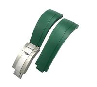 HASGTFM Bracelet de montre for boucle courte en caoutchouc, 20mm 21mm, adapté for Rolex, for Daytona Submariner, rôle OYSTERFLEX Yacht Master, petit poignet en Silicone(Green-Buckle,20mm)