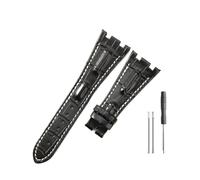 HASGTFM Bracelets de montre en cuir adaptés for Audemars et for Piguet Royal Oak 15710 26471 26474 28mm for bracelet de montre for boucle pliante(Blackwhite-no buckle)