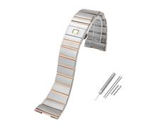 HASGTFM Convient for Omega Double Eagle Bracelet en acier série Constellation Bracelet de montre for hommes et femmes accessoires en métal 17MM 23MM 25MM(Silver-rose gold,17MM)