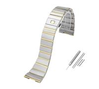HASGTFM Convient for Omega Double Eagle Bracelet en acier série Constellation Bracelet de montre for hommes et femmes accessoires en métal 17MM 23MM 25MM(Silver-gold,17MM)