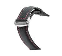 HASGTFM Nylon Mélanger Wankband de toile en cuir Fit for OMEG-A Speed Sea Master AT150 19mm 20mm 20mm 22mm 23mm Montre Strap Fit for cinquante Fathoms(Black red 1 silver)