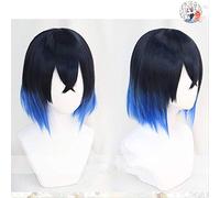 Hashibira Inosuke Court Bleu Ombre Perruque Démon Slayer Kimetsu No Yaiba Cheveux Résistant À La Chaleur Cosplay Costume Perruques + Casquette De Perruque Gratuite