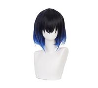 Hashibira Inosuke Short Blue Ombre Wig Kimetsu no Yaiba Heat Resistant Hair Cosplay Costume Wigs + Wig Cap