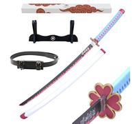 Hashiman - Katana Demon Réplique Manga Sabre + Support Epée Bois + Ceinture - Catana Japonais Cosplay Décoration Jouet Enfant Adulte - Jeu Déguisement Deco Ninja (Mitsuri Kanroji)