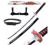 Hashiman - Katana Demon Réplique Manga Sabre + Support Epée Bois + Ceinture - Catana Japonais Cosplay Décoration Jouet Enfant Adulte - Jeu Déguisement Deco Ninja (Kamado Tanjiro V2)