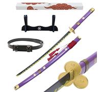 Hashiman - Katana One Piece - Réplique Manga Sabre + Support Epée Bois + Ceinture - Catana Japonais Cosplay Décoration Jouet Enfant Adulte - Jeu Déguisement Deco Ninja