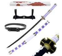 Hashiman - Katana One Piece - Réplique Manga Sabre + Support Epée Bois + Ceinture - Catana Japonais Cosplay Décoration Jouet Enfant Adulte - Jeu Déguisement Deco Ninja (Nidai Kitetsu)