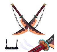 Hashiman - Katana Tengen Uzui - Réplique Manga Sabre + Support Epée Bois + Ceinture - Catana Japonais Cosplay Décoration Jouet Enfant Adulte - Jeu Déguisement Deco Ninja