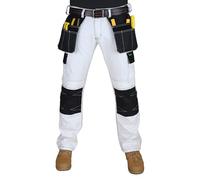 HASHOOB TRADING FZE Pantalon de travail blanc pour homme avec poches multiples, Blanc 6, 38W / 30L
