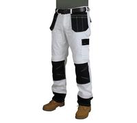 HASHOOB TRADING FZE Pantalon de travail pour homme Peintre Multi poche Blanc Pantalon Cargo Combat Vêtement de travail pour Décorateurs, blanc, 32W / 32L