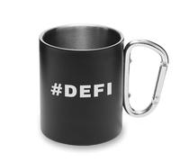 Hashtag DEFI Decentralized Finance Tasse en métal Poignée mousqueton Tasse de camping