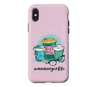 Hashtag Manager Life Girl Patron J'aime Le café #managerlife Coque pour iPhone X/XS