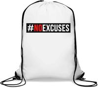 Hashtag No Excuses Go to The Gym Sac de gym décontracté avec cordon de serrage Blanc