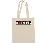 Hashtag No Excuses Go to The Gym Sac fourre-tout en coton naturel Blanc