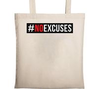 Hashtag No Excuses Go to The Gym Sac fourre-tout en coton naturel écologique Beige