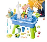 Hasihendy Tables d'eau Extérieur, Jeux d'eau Exterieur, Jouet Table Shower, Aquaplay Eau Sable, 4-en-1 Activité avec Pompe pour Garçons Filles Le, Piscine, Anniversa
